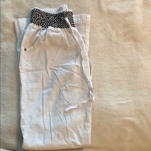 White drawstring cotton pants. Super comfy